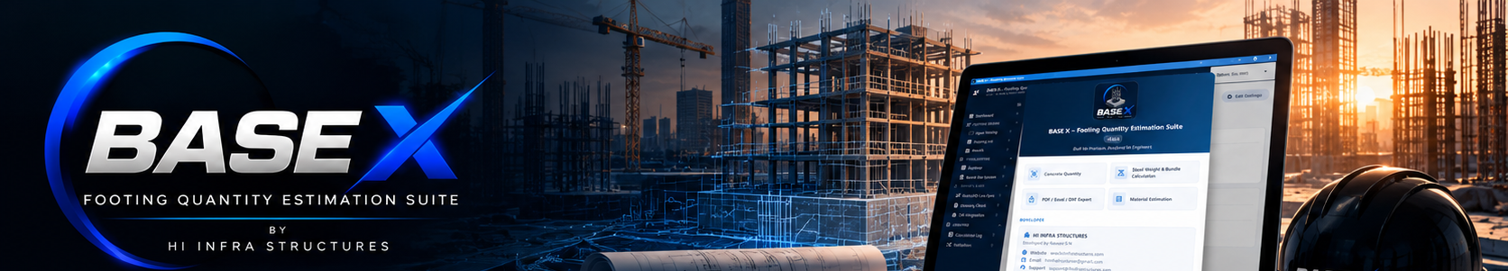 BASE X — Footing Quantity Estimation Suite, by HI Infra Structures